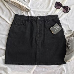 Black Denim Mini Skirt